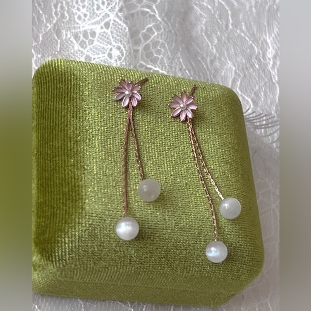 18K gold vermeil  cat’s eye stone Dangle earrings
